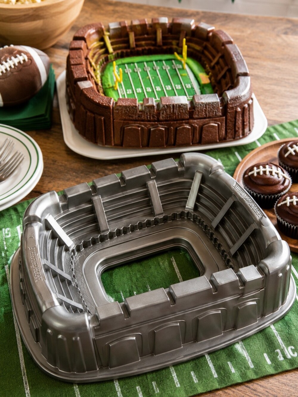 Nordic Ware Stadium Cake Pan β 3D Football Field Mold β Heavy Cast Aluminum